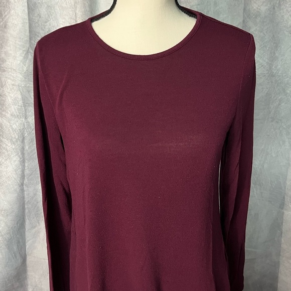 Joan Vass New York Burgundy Crew Neck Long Sleeve Tunic - Medium - Picture 2 of 10